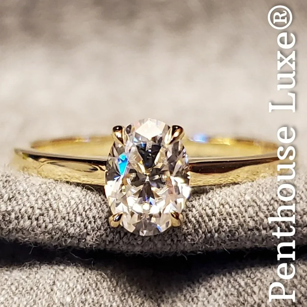 SOLID 10K Yellow Gold 1ct Moissanite Solitaire Wedding Ring - Picture 2 of 7